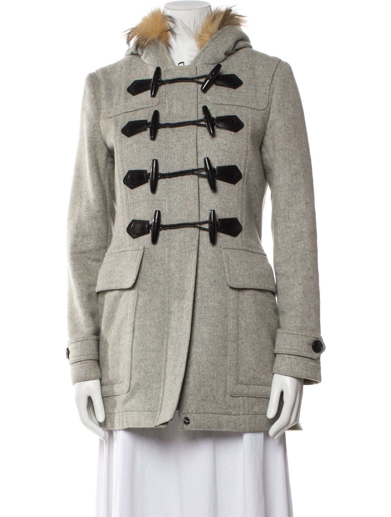 Burberry Wool Printed Fur Coat